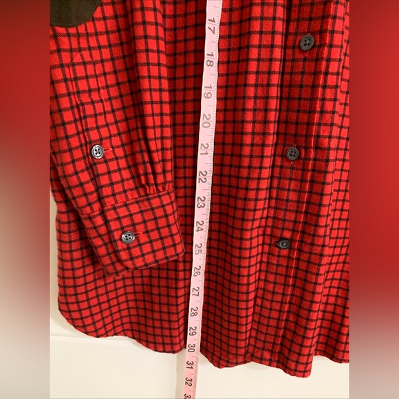 Ralph Lauren Sport Polo Shirt Size 6 Red Black Check Flannel Suede Elbow Patches - Picture 8 of 10
